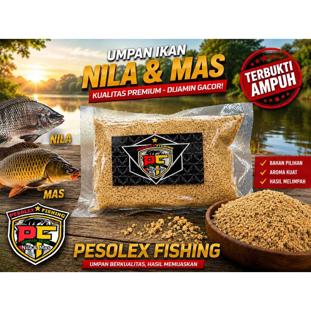 Umpan Ikan Nila  Mas dan Bawal PF Super Gacor Udang Rebon (Larong) Ciwaru