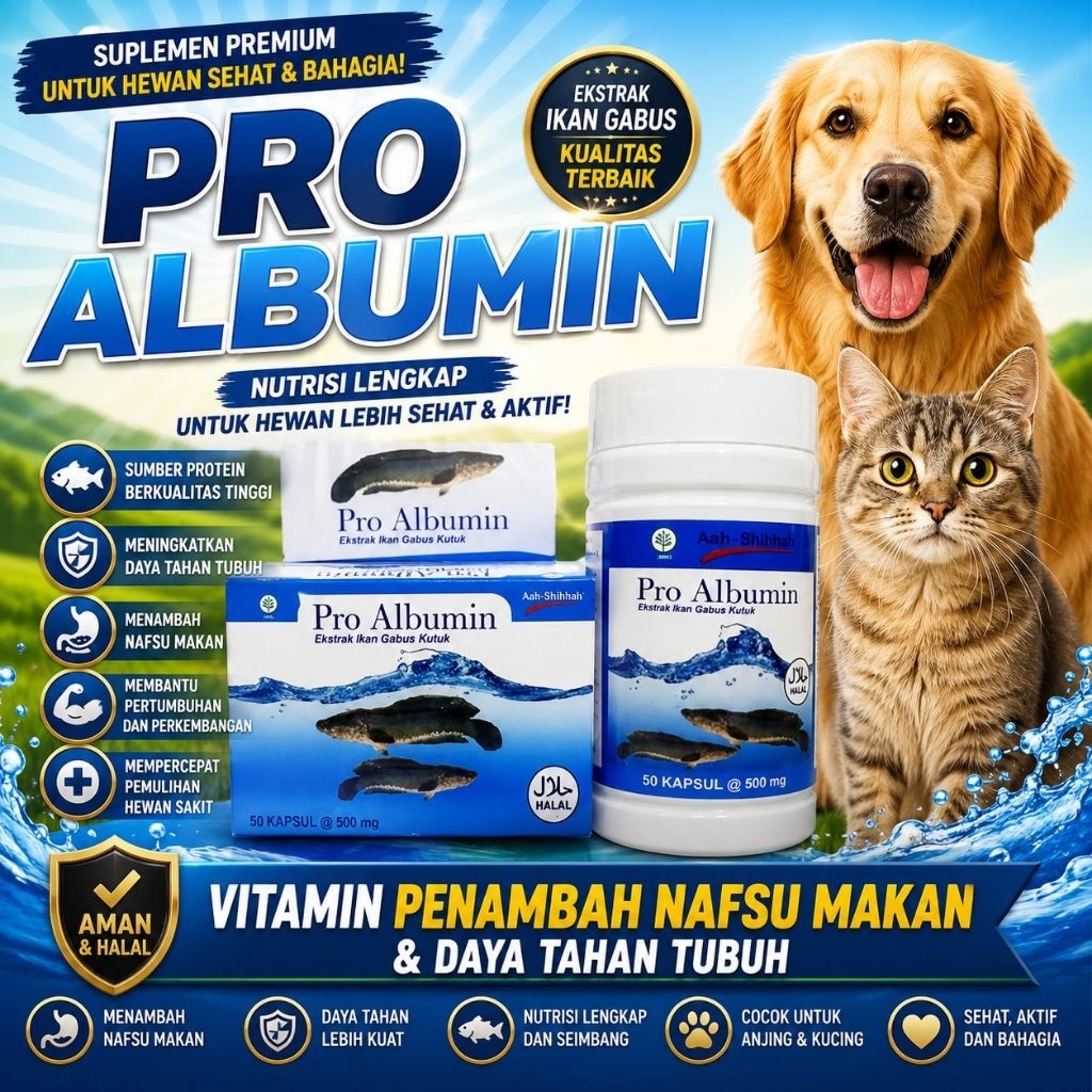 1 BOTOL PRO ALBUMIN - Ekstrak Ikan Gabus Kutuk Vitamin Penambah Nafsu Makan Kucing