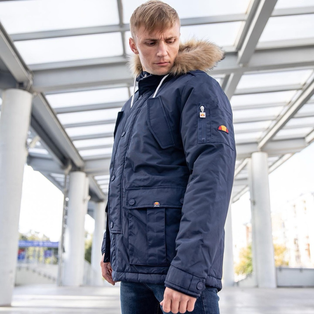 jaket Ellesse italy Original blizzard parka jacket navy quilted insulated casual football soccer jac