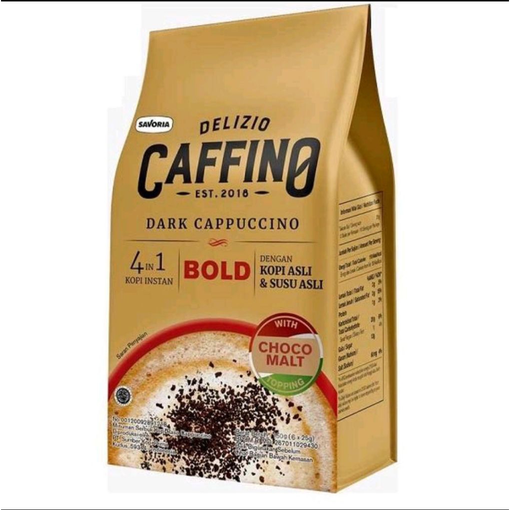 caffino bold dark cappucino 6 sachet x 25 gram