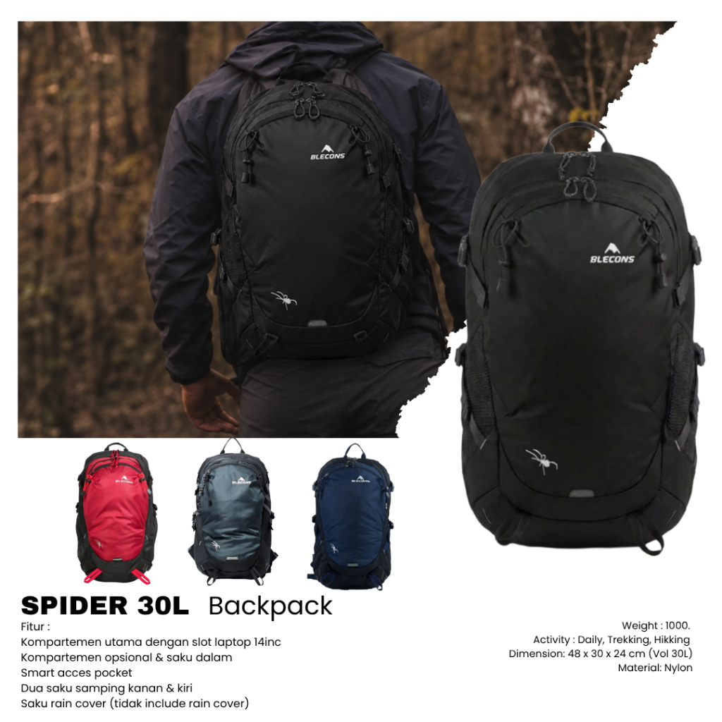 DAYPACK BLECONS RANSEL OUTDOOR BACKPACK SPIDER 30L SEMI KERIL
