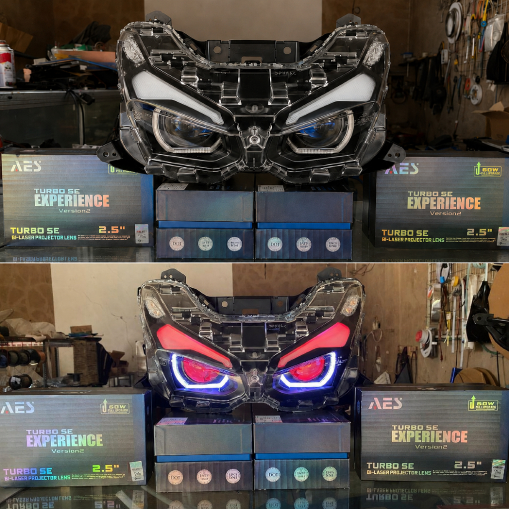 Headlamp Custom Aerox (Alpha,Alpha Turbo,Alpha ultimate) - BILED AES V2, PNP Plug & Play