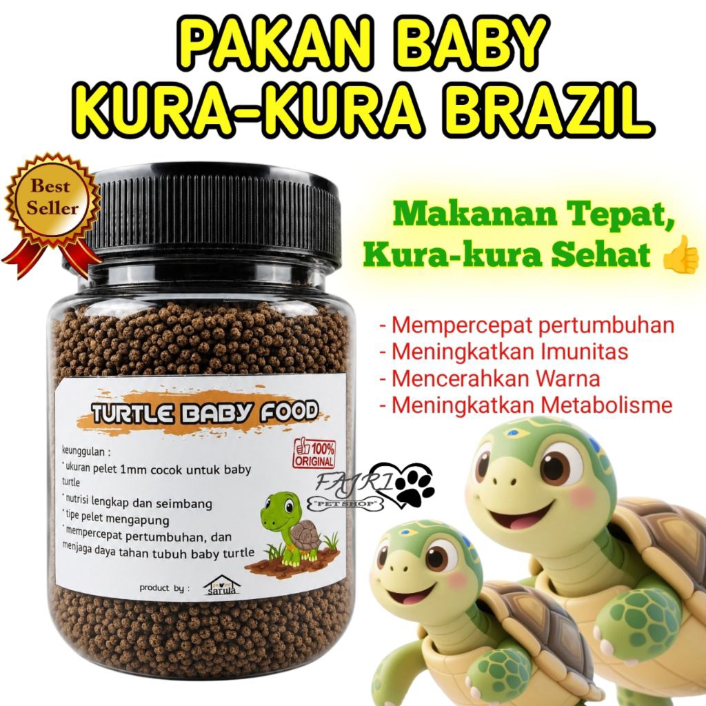 110gr Pelet Makanan bayi Kura kura air Brazil Damer Dada Merah Ambon Picta Res CST AST Pakan premium