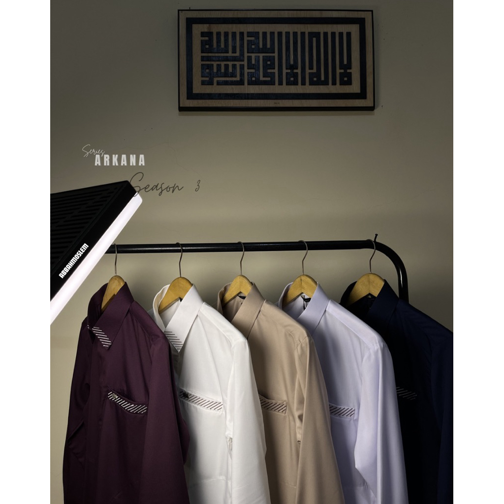 ARKANA series  | Abbah Moslem Kemeja Koko Casual Kerah List Motif
