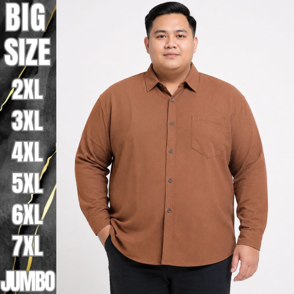 BIGBRAND Kemeja Pique Pria Jumbo Lengan Panjang Polo Shirt Big Size Premium