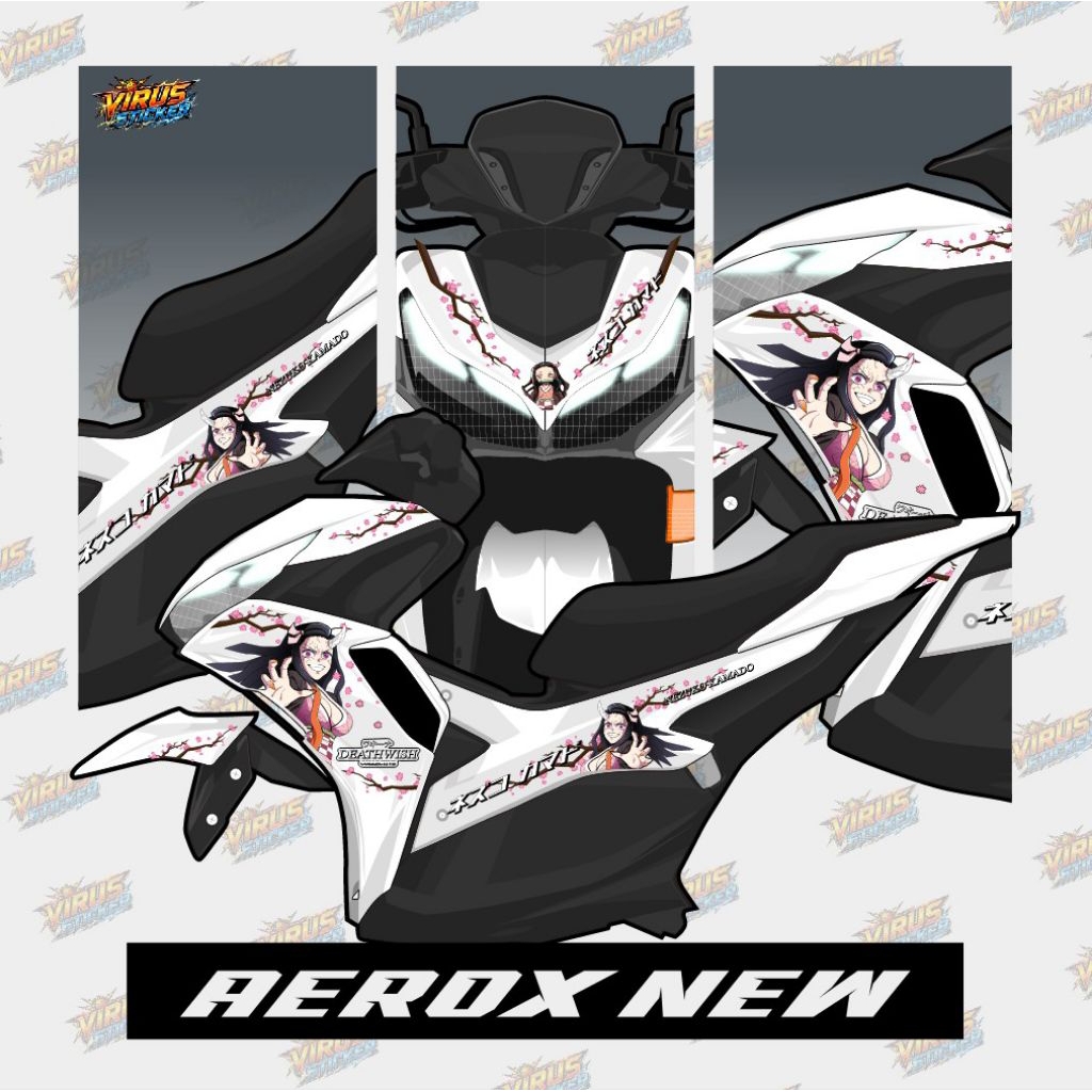 STRIPING STICKER AEROX NEW 155 NVX TRANSPARAN LIVERY ANIME NEZUKO KAMADO