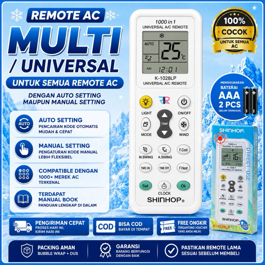 REMOT REMOTE AC MULTI / UNIVERSAL AC SHINHOP 1028