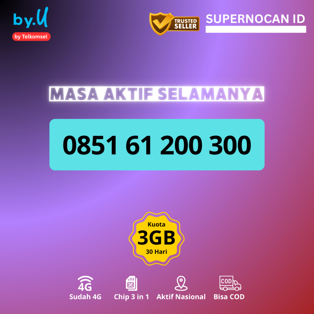 NOMOR CANTIK BYU EKOR 200 300  - NOMOR CANTIK TELKOMSEL BYU SERI DOUBLE RATUSAN 200 300  BONUS KUOTA