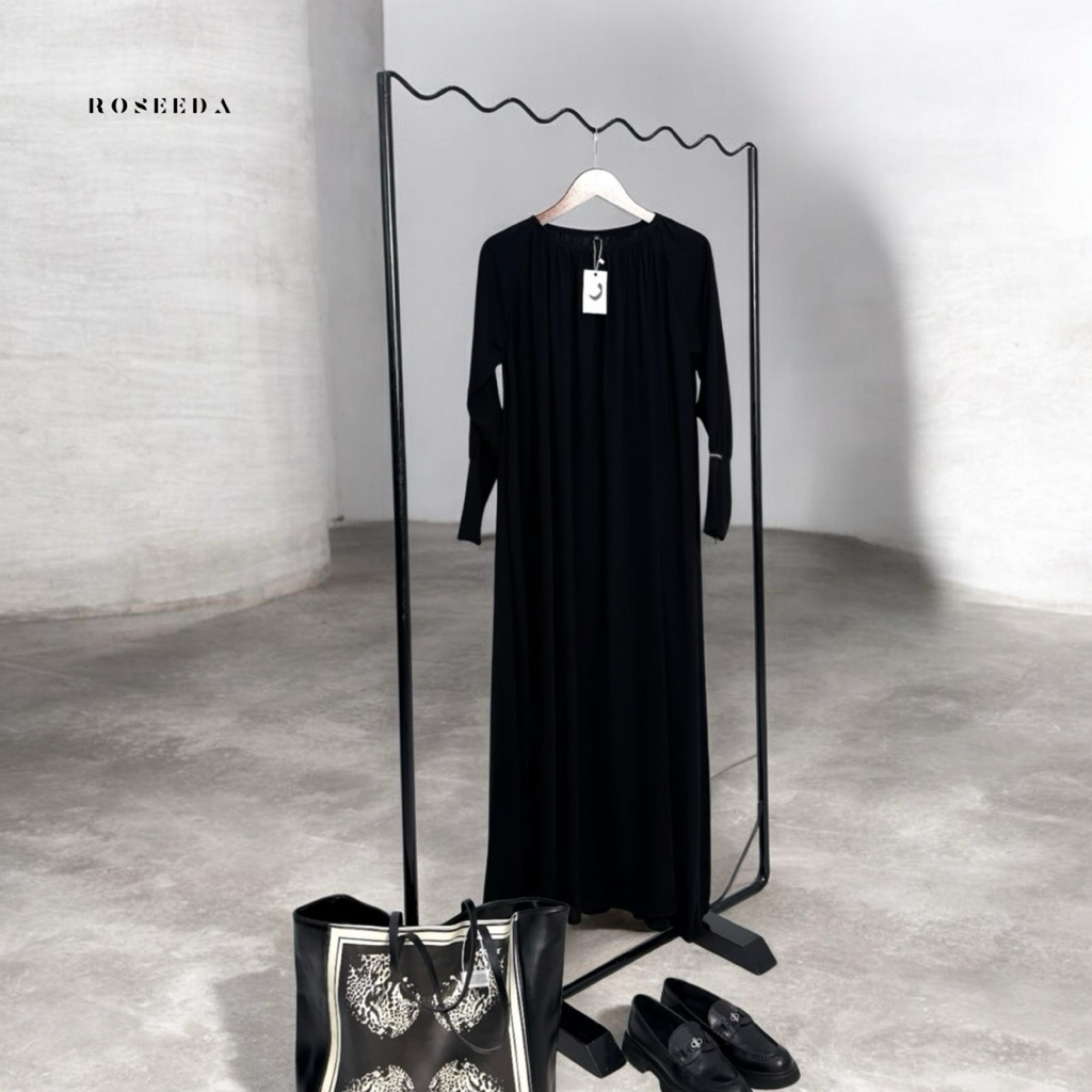 ROSEEDA - SET SHAFIYYA ABAYA FRENCH KHIMAR JETBLACK