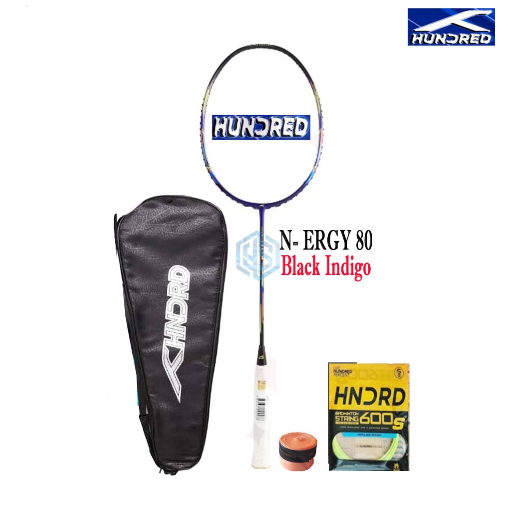 Raket Badminton HUNDRED N-ERGY 80 Bonus Komplit Raket Hundred N Ergy 80