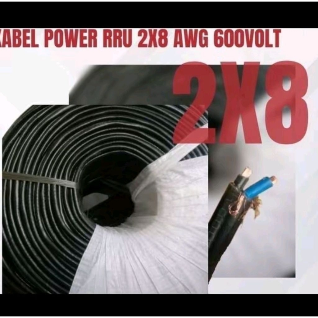 Kabel Power RRU 2X8 AWG 2x6 awg (2x16mm) 2x10 awg 600Volt Harga tersebut merupakan harga per 1m  Rea