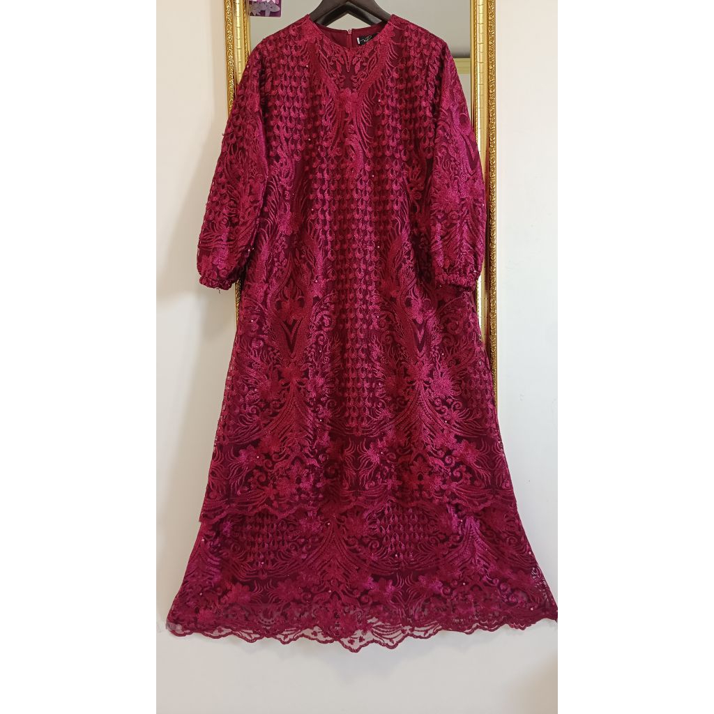 TebusMurah Dress Malaysia MaRayu#gamis renda brokat mutiara#gaun kondangan#gaun pesta#dress kekinian