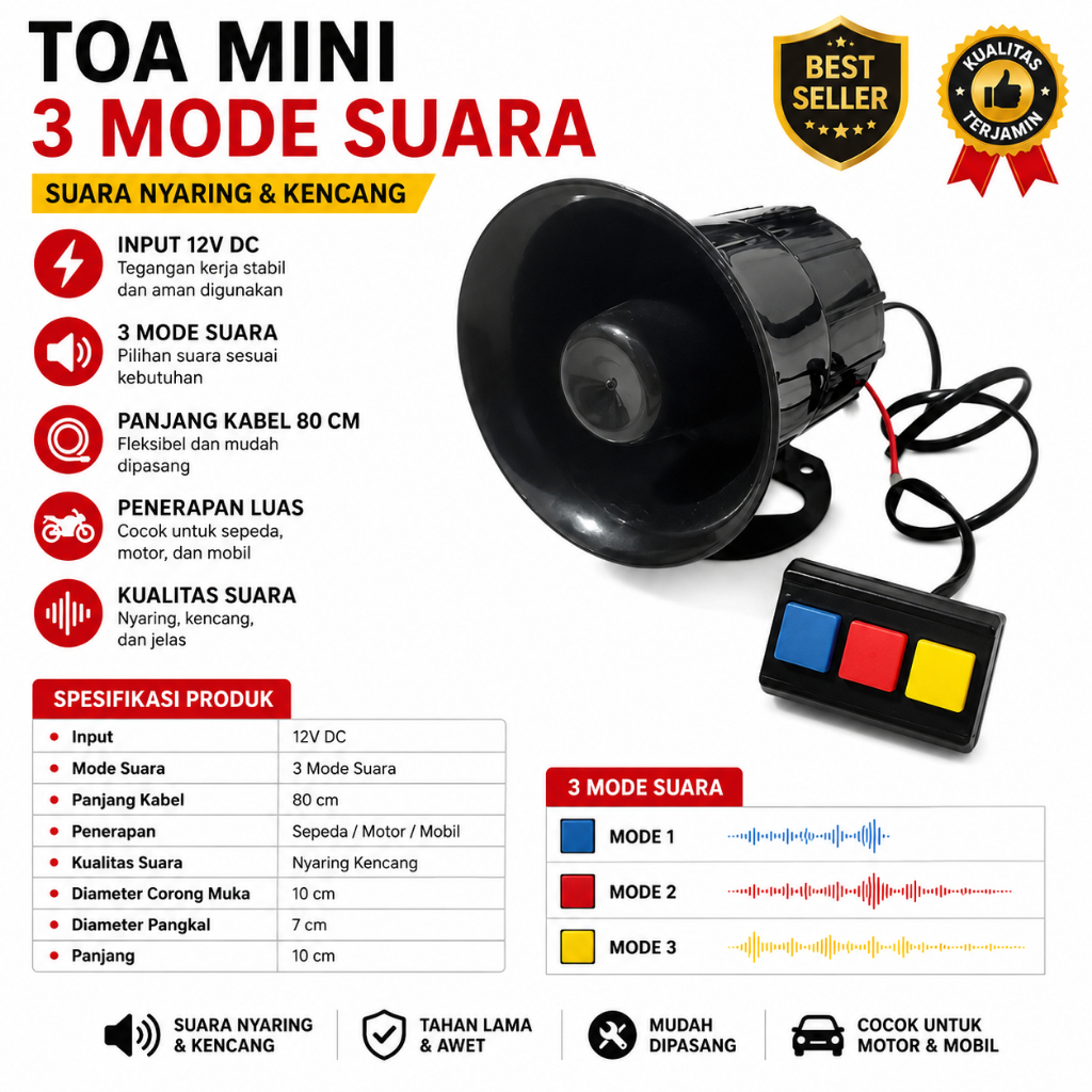 toa mini speaker mini 3 mode suara