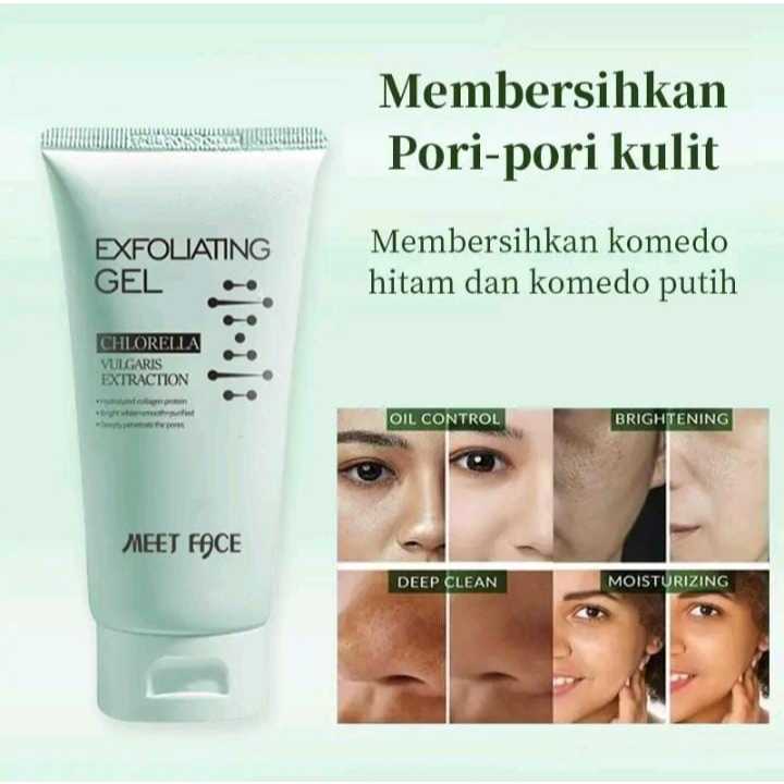 Meet Face Exfoliating Gel Niacinamide Chlorella Vulgaris Extraction Melembabkan Mencerahkan 50g