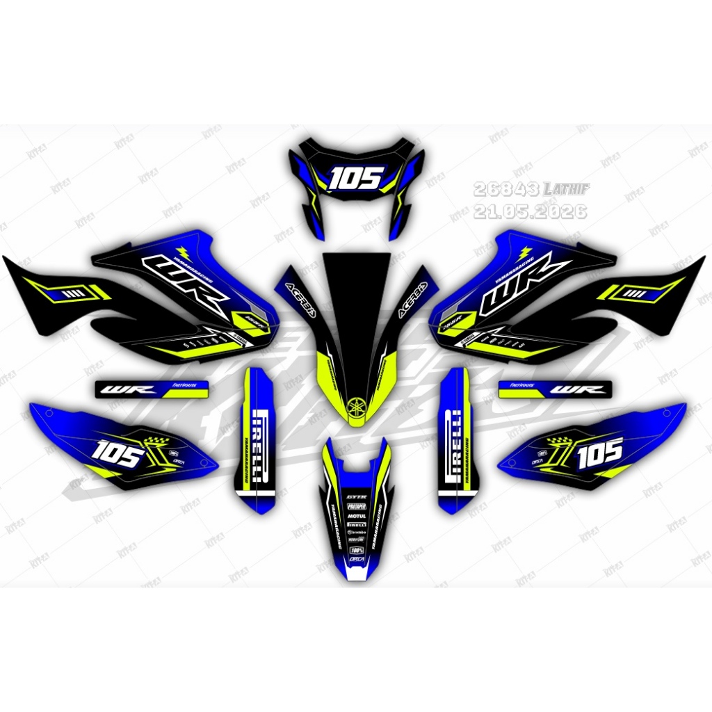 Decal Yamaha WR155 Stiker wr 155 Decal biru hitam supermoto full body custom