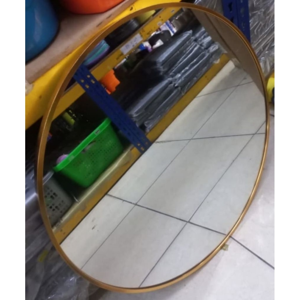 Cermin Bulat Frame Gold Aesthetic Dinding