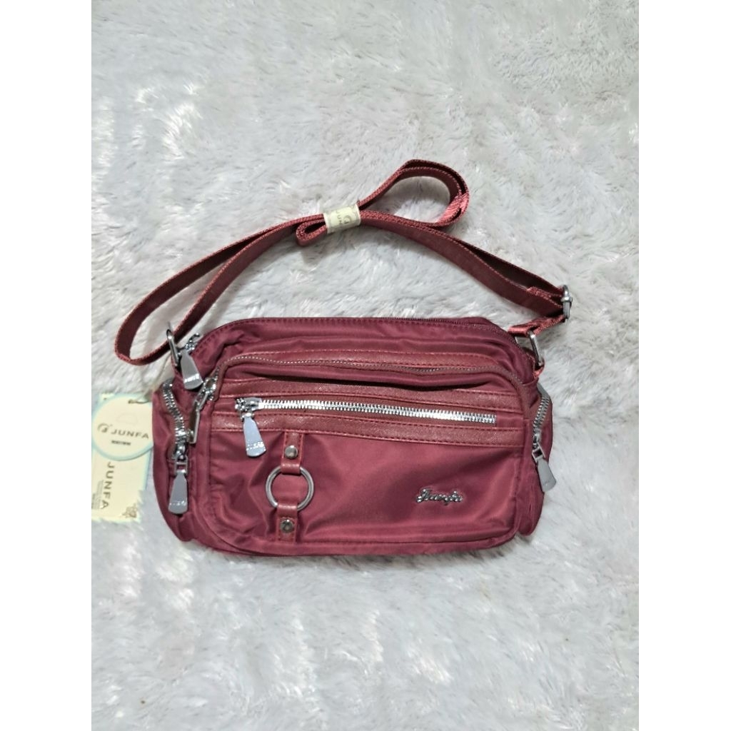 New,sling bag origonal Junfa maron/tas premium nilon