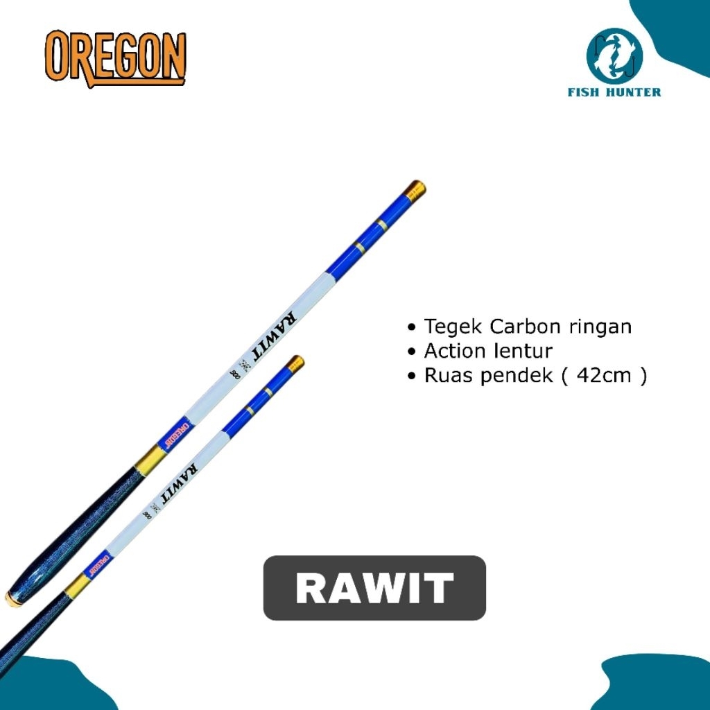 Joran tegek oregon rawit action lentur carbon ringan ruas pendek