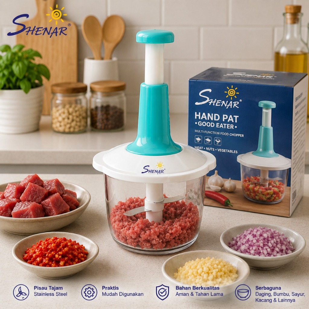 Chopper Manual Penggiling Daging Bumbu Sayuran Manual Chopper 3Mata Pisau Chopper Daging