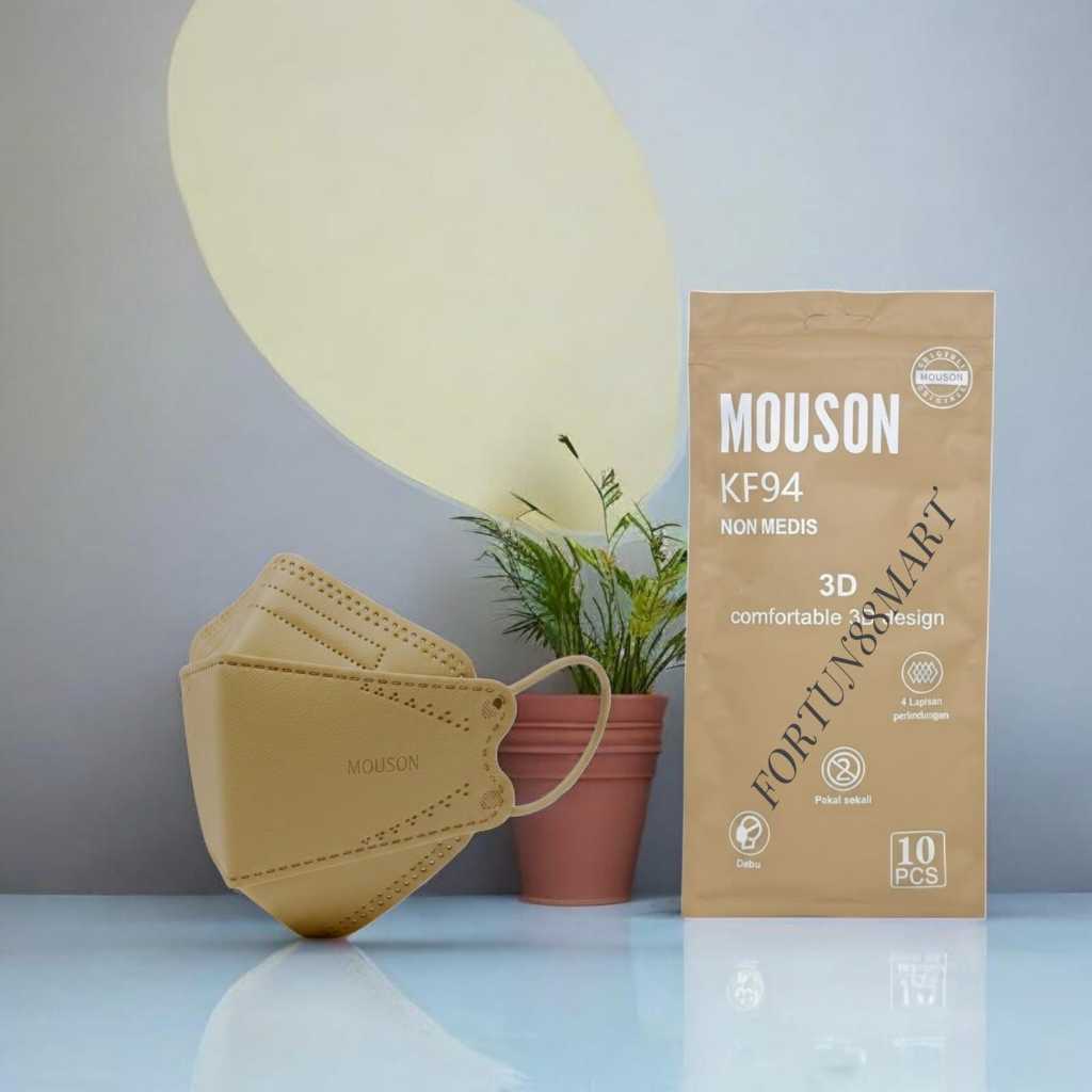 MASKER KF94 MOUSON FULL BLACK 4PLY 5PACK 50PCS