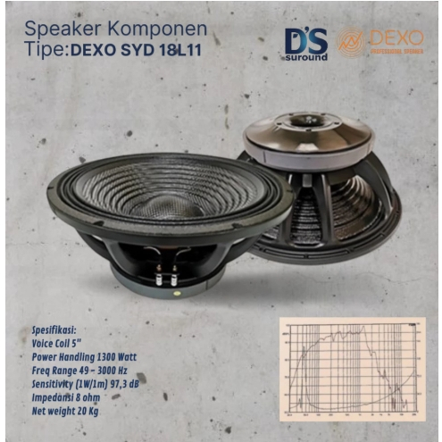 (FREE PACKING KAYU) Speaker DEXO SYD18L11 SYD 18 L 11 (Daun Karbon)