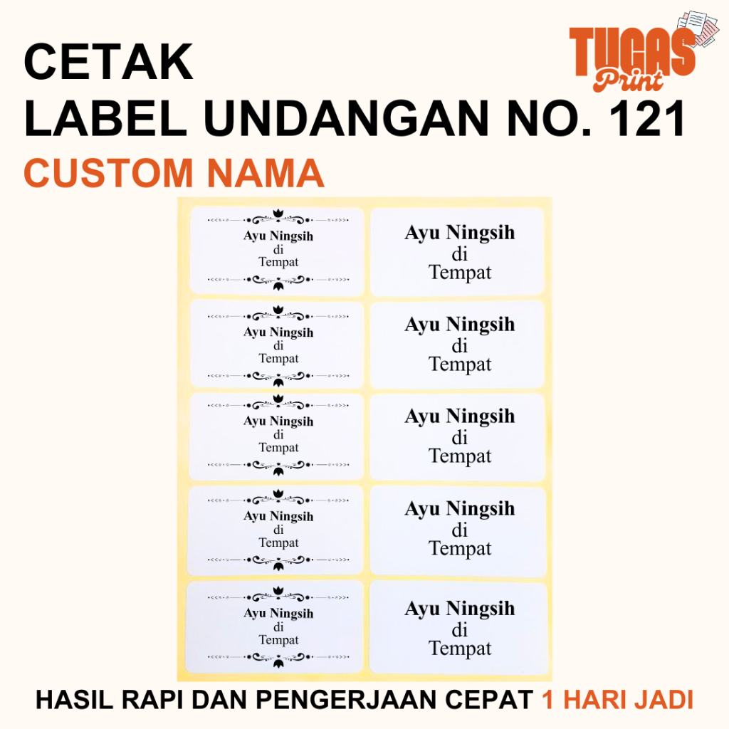Label Undangan Ukuran 121/ Label Undangan Custom / Sticker Undangan