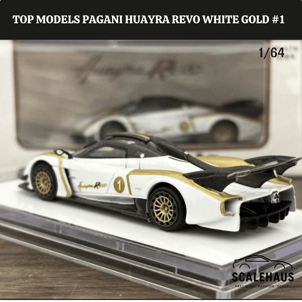 Top Model 1/64 Pagani Huayra Revo White Gold #1