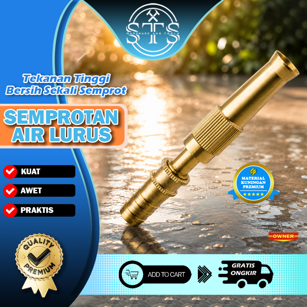 Semprotan Air Lurus Kuningan Kepala Kran Air Selang ntuk Cuci Motor Mobil, Semprotan Taman , Siram T