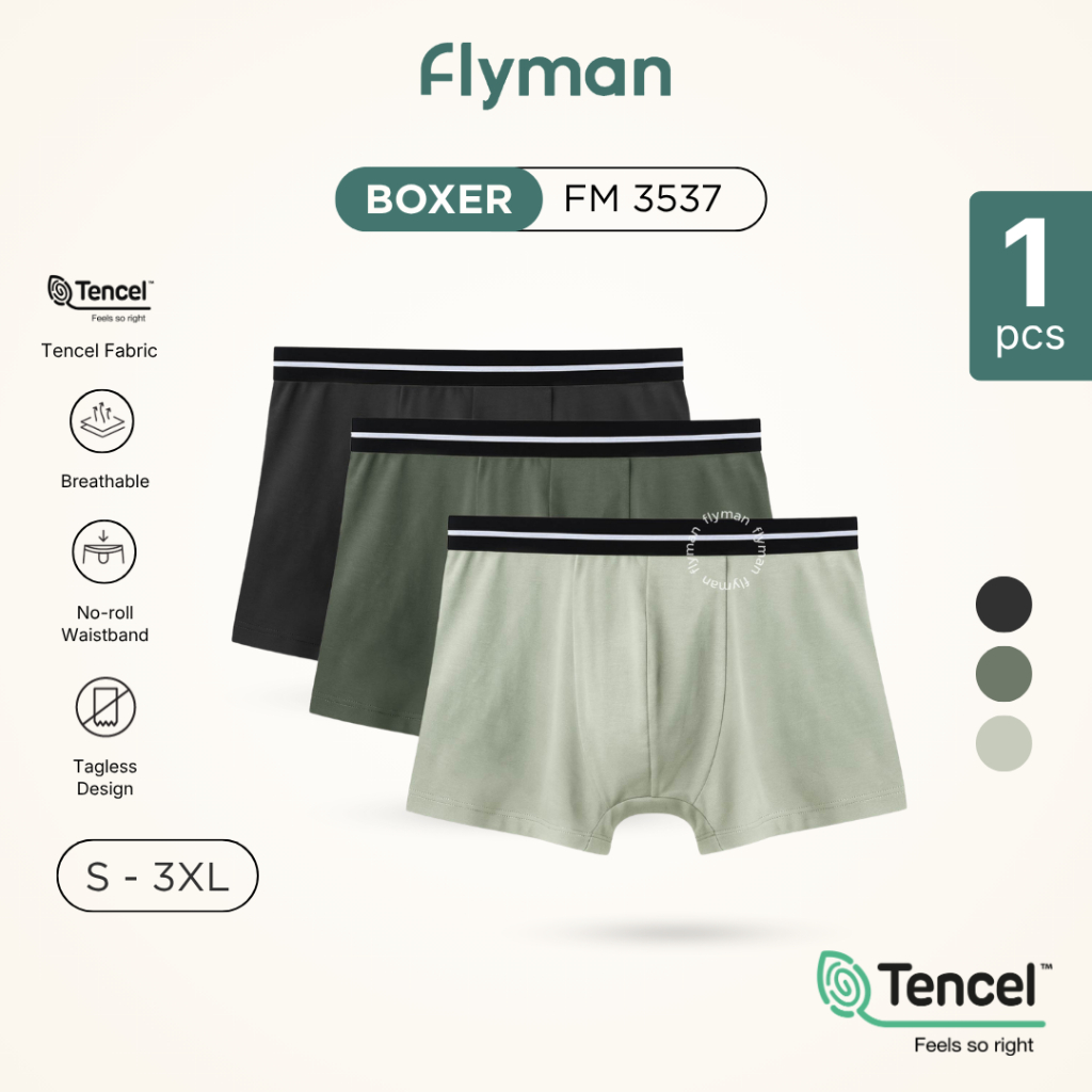 Flyman Celana Dalam Pria Tencel Boxer 1 Pcs FM 3537