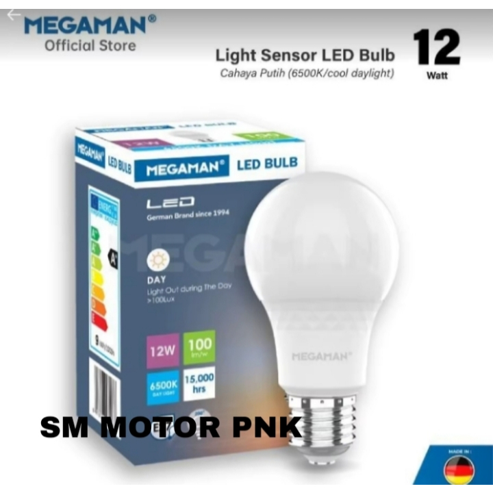 PROMO MEGAMAN LIGHT SENSOR 9W 12W Lampu Led sensor Cahaya lampu sensor malam megaman A-BULB 9watt 12