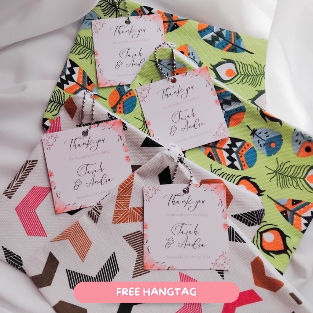 SOUVENIR | Pouch Kanvas 19x14 muat HP | FREE HANGTAG | Bingkisan Wedding Pernikahan | Siraman Pengaj