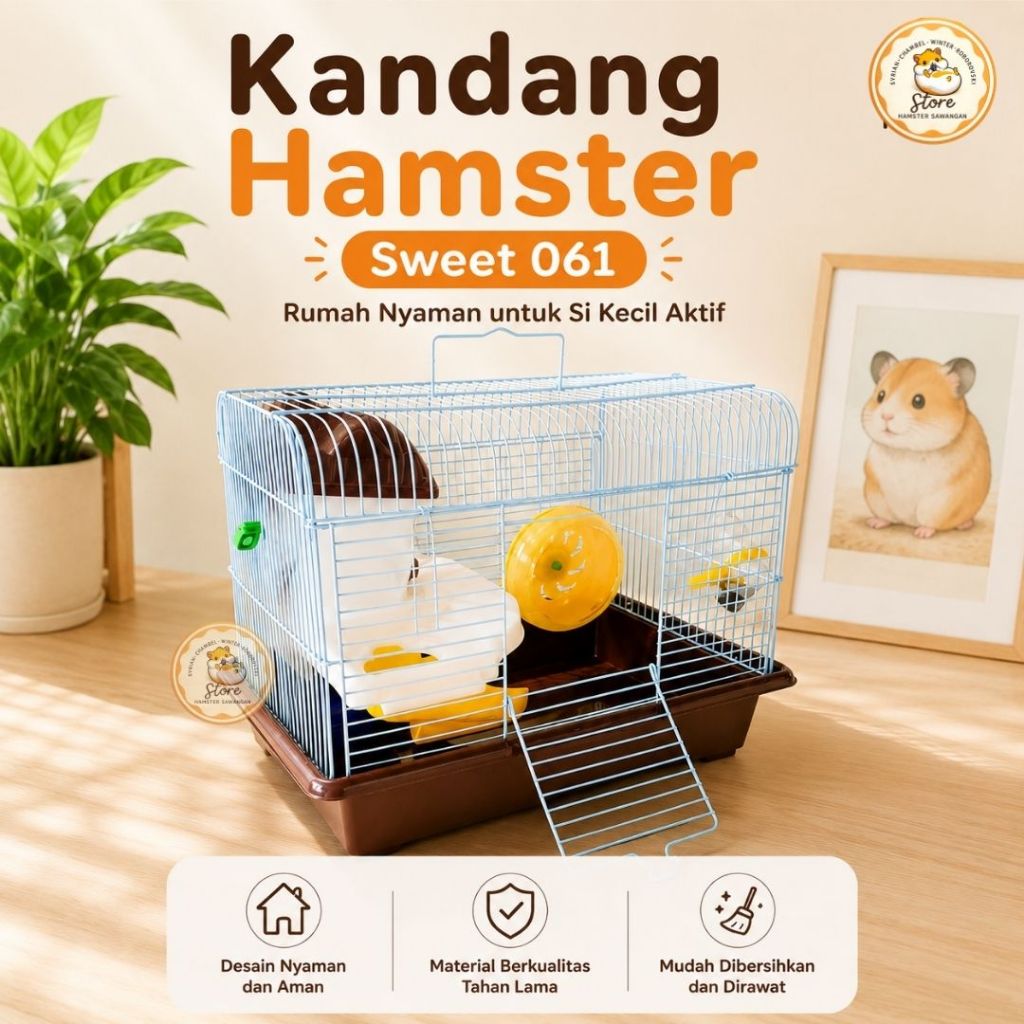 Kandang Hamster Sweet 061 Tingkat 2 Lantai Besar