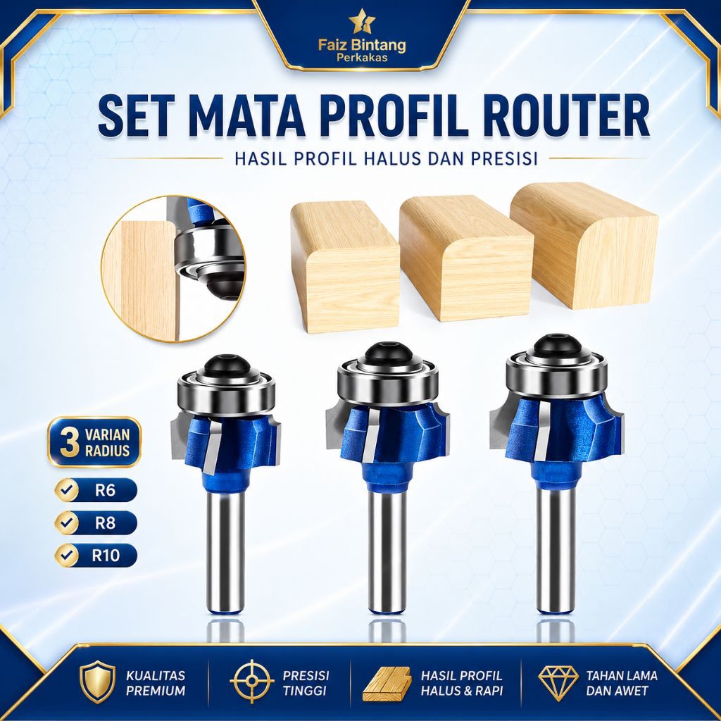 Mata Router Kayu Flush Trim Bit 1/4 Shank 6mm – Mata Profil Trimmer Kayu Lurus dengan Bearing Panjan