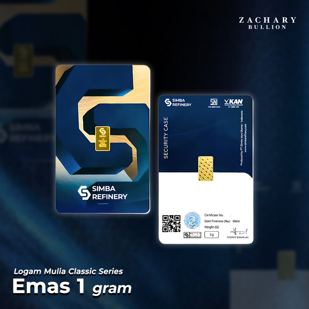 Emas Logam Mulia SIMBA 1 Gram Bersertifikat Fine Gold 999.9 (24K)