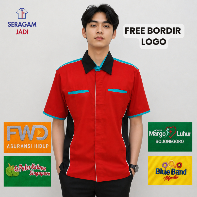 Seragam Kemeja Baju Kerja Lapangan Kantor Karyawan Perusahaan Komunitas Promosi Drill Pria Wanita Cu
