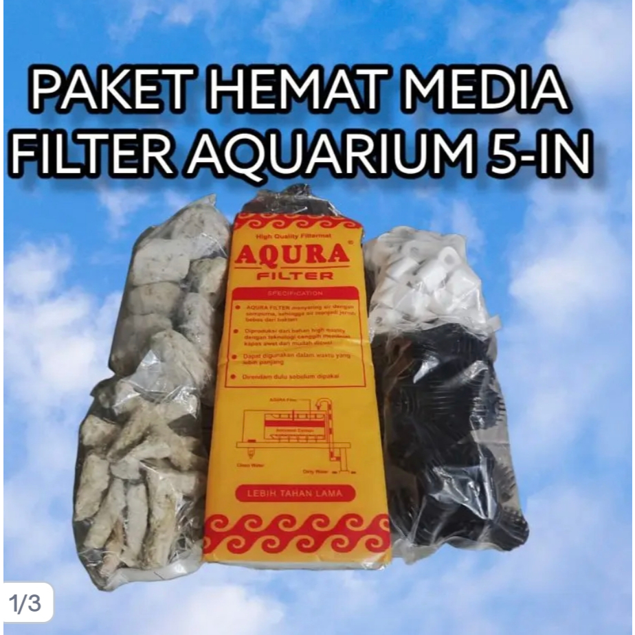Paket hemat media filter 5in / paket hemat media filter aquarium / paket hemat media filter / media 