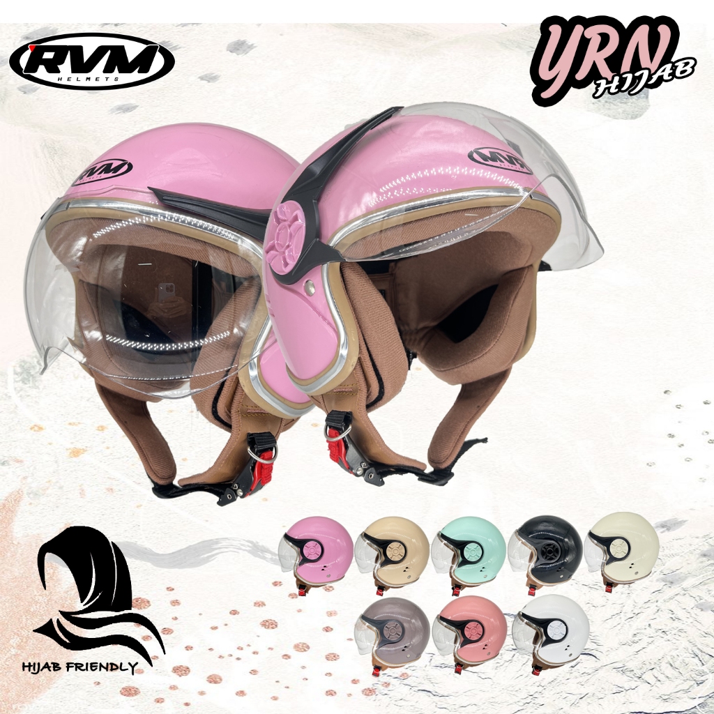 Helm Wanita YRN Hijab V3  List Coklat Dewasa Premium