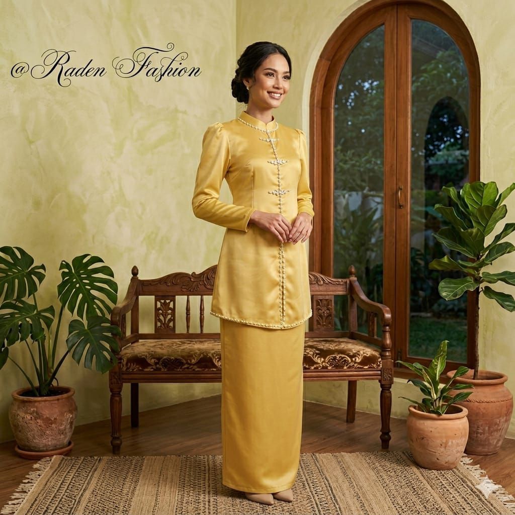 Alisa Set Kurung Melayu, One Set Melayu Wanita, Baju Kondangan Wanita, Baju Adat Melayu Wanita Terba