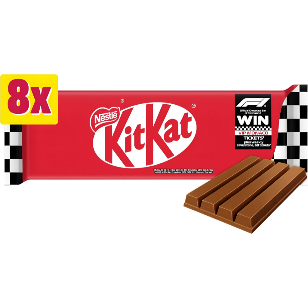 KitKat F1 4Finger Milk Chocolate Biscuit Bar 8 Pack Multipack 332g Asli Singapore