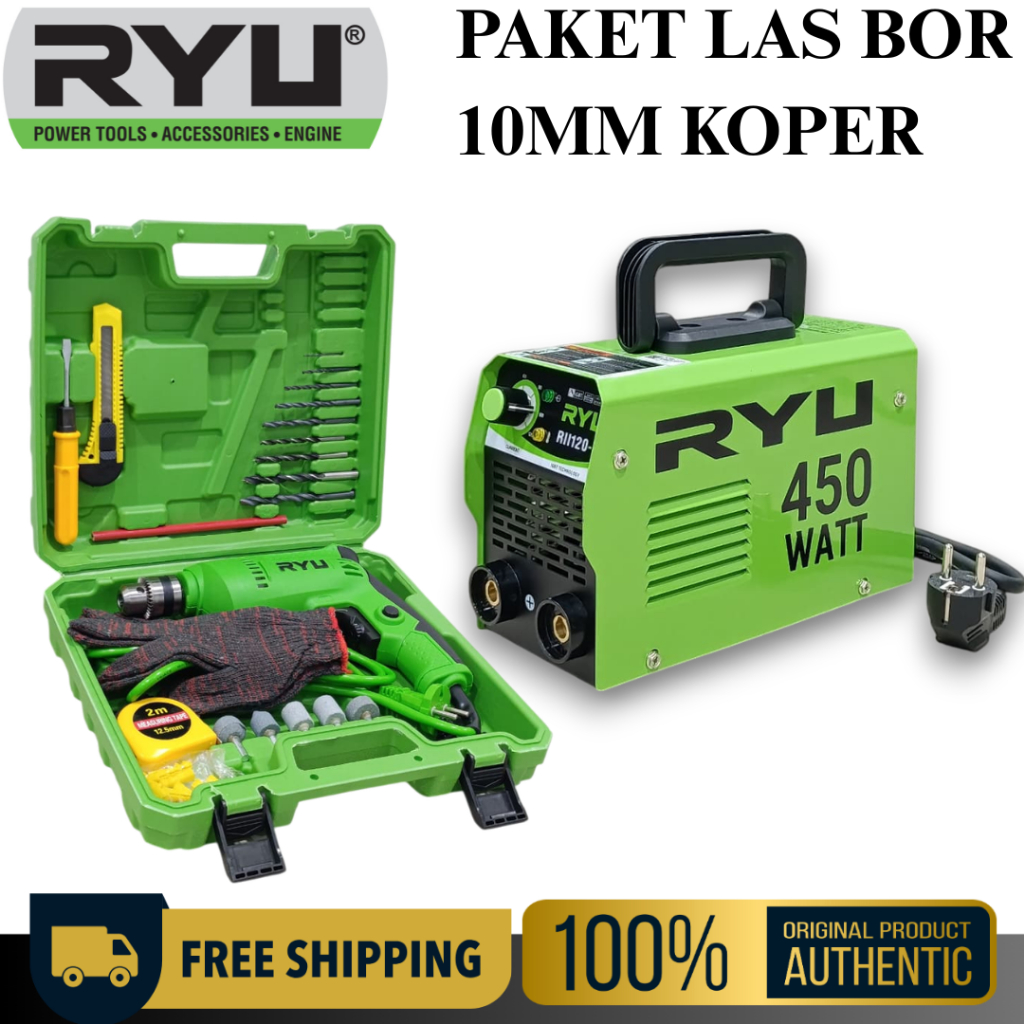 PROMO Bor Mesin Las 450 watt Trafo Las Listrik Mesin Las 450 watt Lengkap Gerinda ryu Bor Koper 10mm
