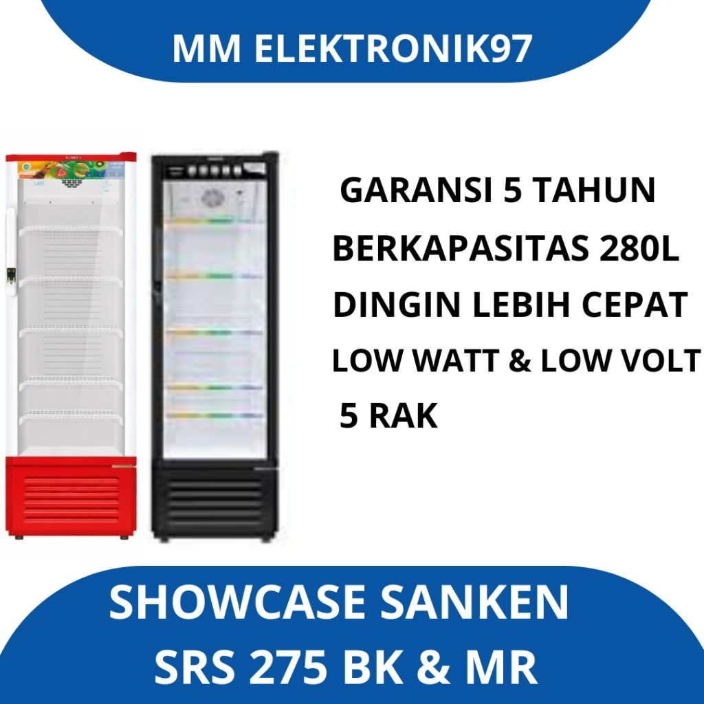 SHOWCASE SANKEN 5 RAK 280 ltr SRS 275 MR/BK