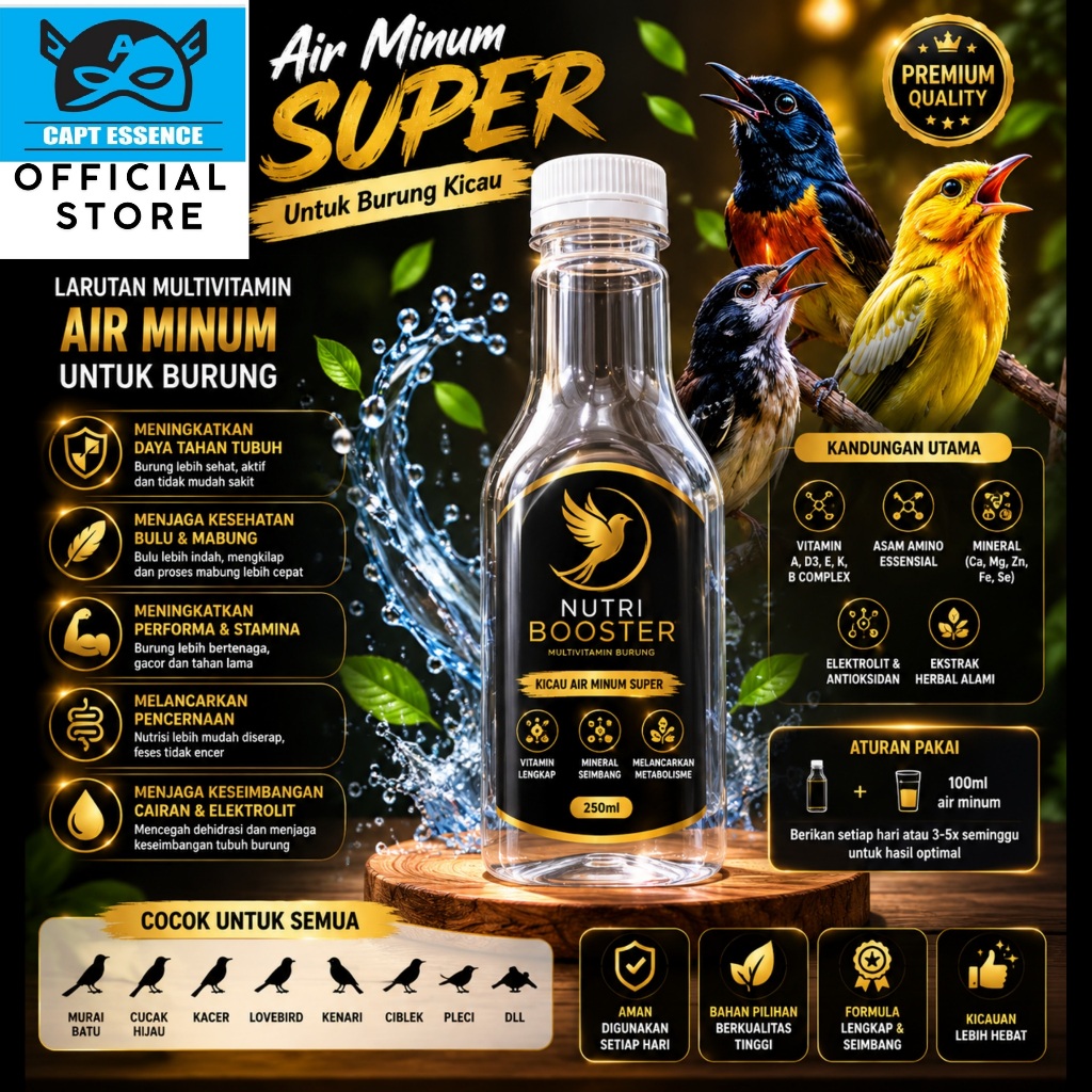 CAPT - AIR SAKTI BURUNG Nutri Booster Larutan Burung Air Minum Khusus Burung Kicau Vitamin Obat Dopi