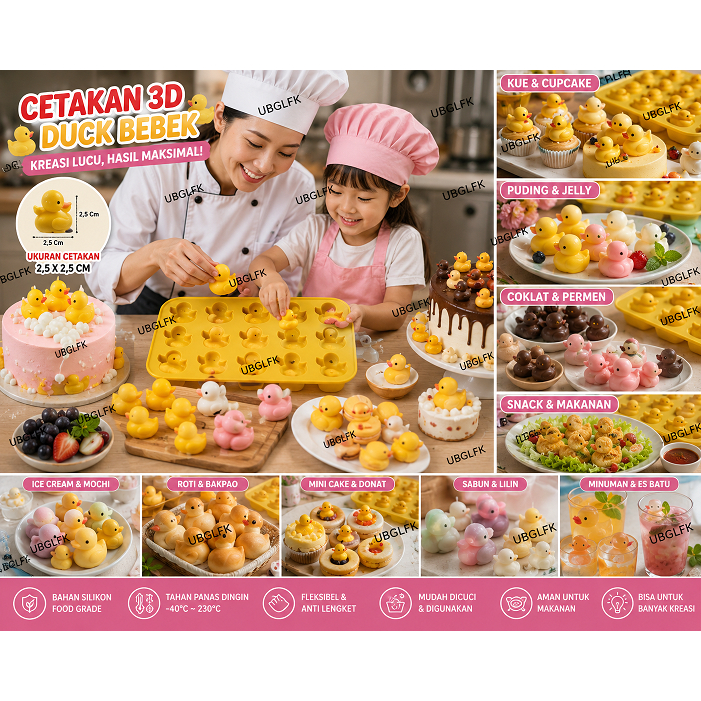 IMPORT CETAKAN 3D BEBEK DUCK  CARTOON AGAR CETAKAN DEKORASI KUE PUDING AGAR MOLD ART DIY CETAK COKLA