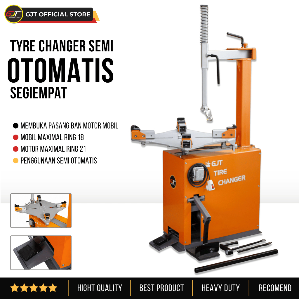 Tyre Changer Motor Mobil Semi Otomatis Segiempat Alat Buka Pasang Ban