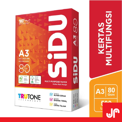 SIDU KERTAS HVS A3 80GSM / KERTAS HVS 1 RIM (500 LEMBAR) A3 80GSM