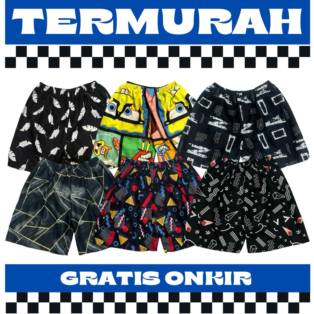 paket boxer kolor motif pria wanita celana pendek dewasa