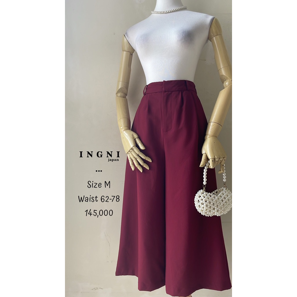 Celana Kulot 7/8 katun merah maroon ingni premium murah keren basic