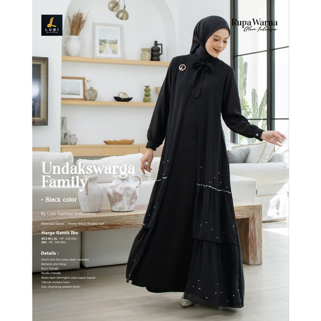 GAMIS LUBI TERBARU UNDAKSWARGA WARNA HITAM