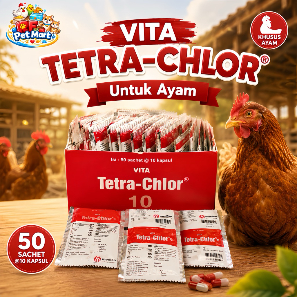 VITA TETRA-CHLOR Sachet Isi 10 Kapsul - Obat Untuk Ayam & Burung