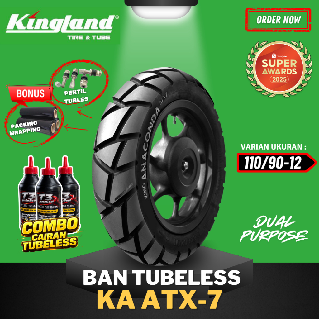 [READY COD] BAN KINGLAND KING ANACONDA ATX 7 TUBELESS / ( 110/90-12 ) RING 12 BAN MOTOR SCOOTER / BA
